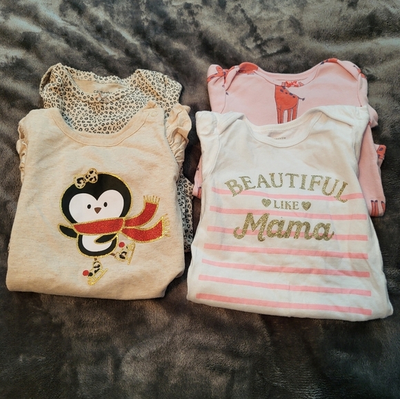 The Children's Place Other - 🩷 3/$15 Girls (12M) 4-Piece Baby Onesies Set 2 Long Sleeve, 2 short Sleeve, EUC